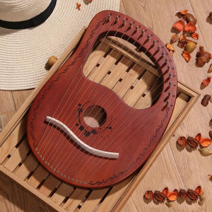 10/16 String Wood Lier Harp Metal Trap Mahony Solid Wood Stringed Instrument with Draagbag